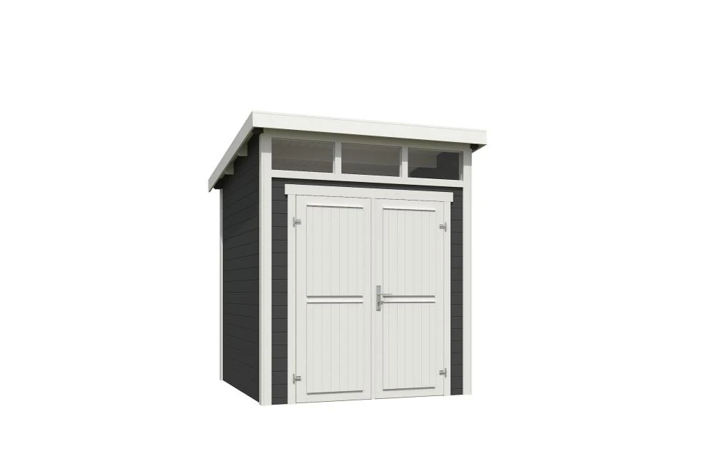 Outdoor Life Blokhut Kibo 1 Carbon Grey-Wit 200 x 200 cm - Afbeelding 2